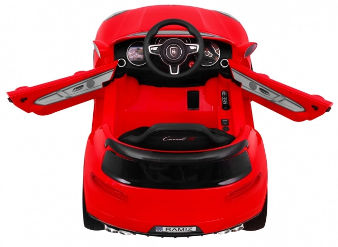 Auto a batteria Turbo-S per bambini Rosso + Telecomando + Avvio lento + Ruote EVA + Radio MP3