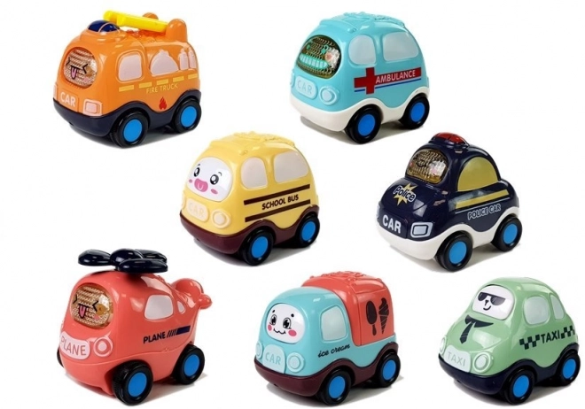 Set di macchinine a carica per bambini, 7 pezzi