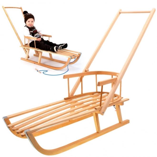 Sled da neve in legno con schienale