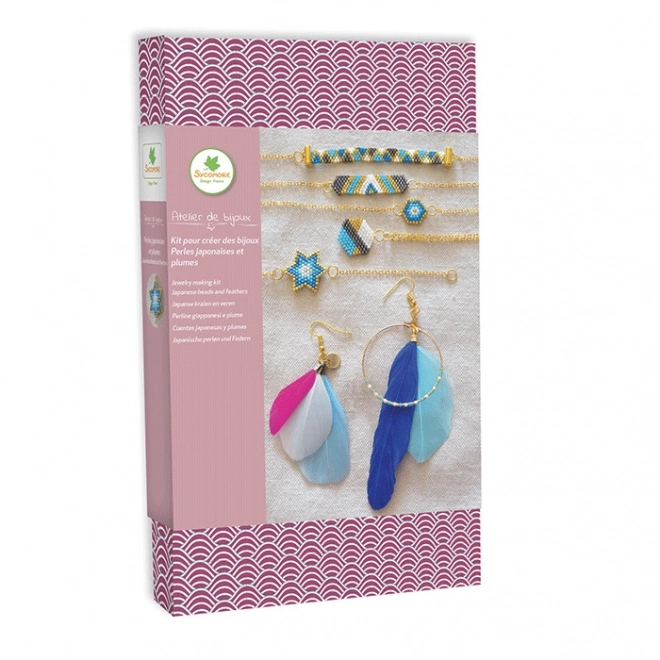 Set di gioielli con perline giapponesi e orecchini con piume