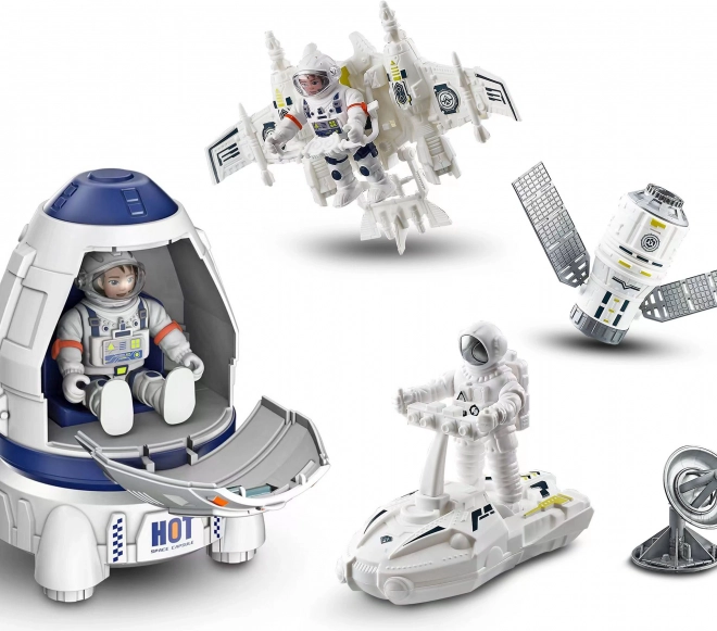 Set spaziale con razzo e 2 figurine di astronauti