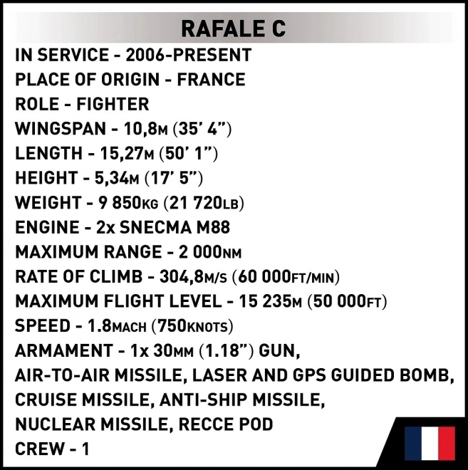 Kit di costruzione Dassault Rafale C - 551 pezzi