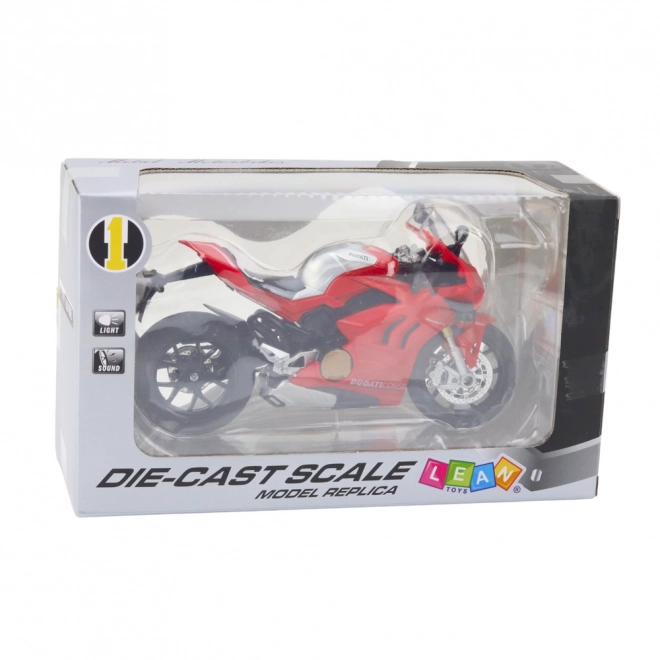 Moto sportivo in metallo con luci e suoni rosso 1:12