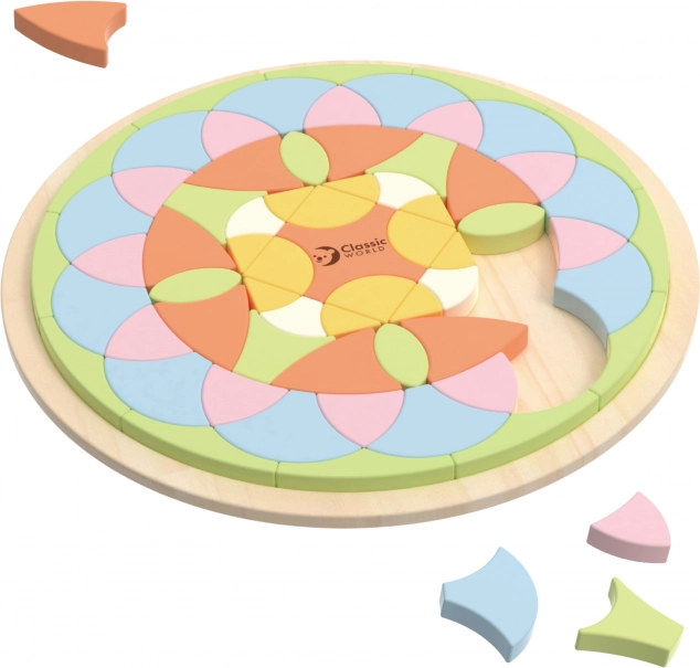 Mandala pastello Montessori mosaico di fiori