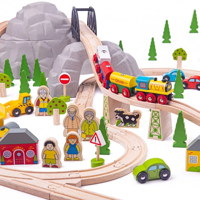Bigjigs Rail Pista di treni in legno di montagna 112 pezzi