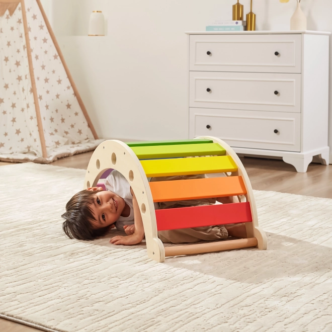Ponte a dondolo in legno color arcobaleno Montessori di Viga