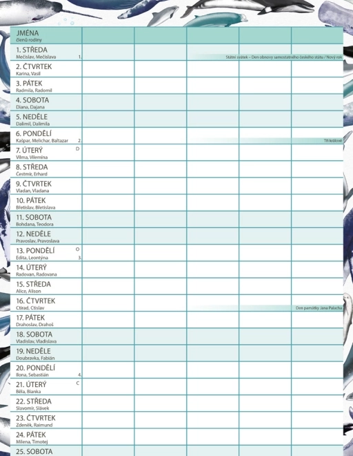 Calendario pianificatore familiare Animalium 2026