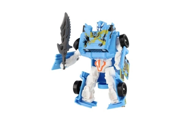 Trasformabile auto/robot blu plastica 14cm