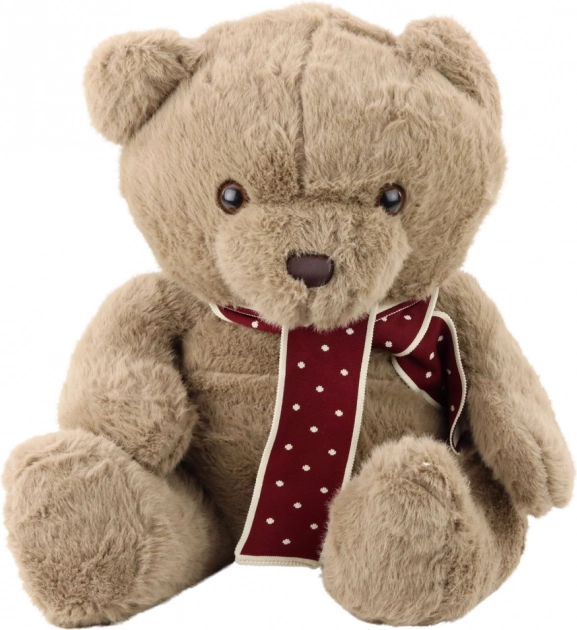 Orsacchiotto di Peluche con Sciarpa a Pois Marrone Chiaro 45cm