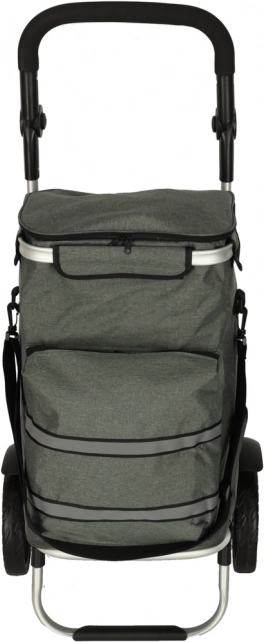 Carrello della spesa grigio su ruote