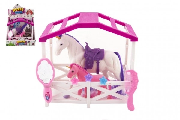 Cavallo Unicorno con Sella e Puledro Giocattolo con Accessori