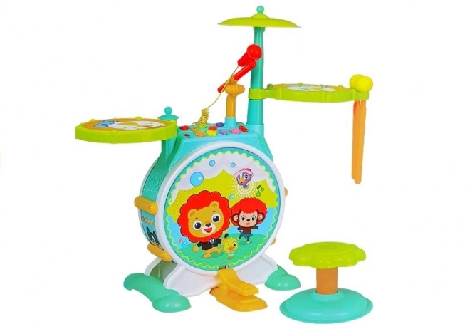 Batteria Musicale Colorata per Bambini con Sgabello