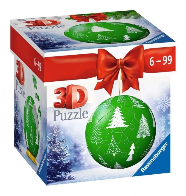 Palla Puzzle 3D Decorativa di Natale Verde con Alberelli