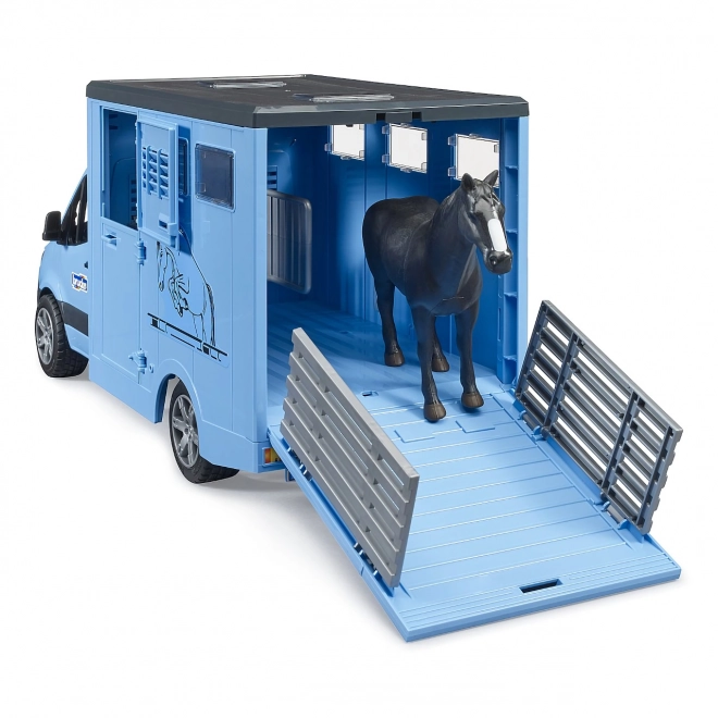 Camioncino Trasporto Animali MB Sprinter con Cavallo di Bruder