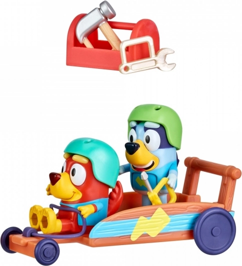 Figurine Bluey Gokart con 2 cagnolini