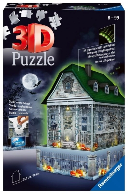 Ravensburger: Puzzle 3D - Casa Stregata che Brilla nel Buio