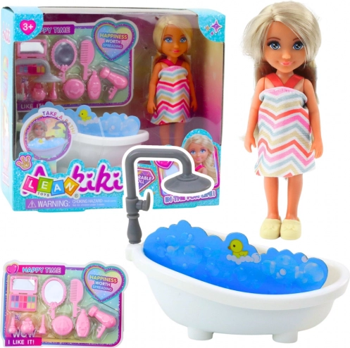 Set Mini Bambola Ankiki con Vasca Cura degli Accessori