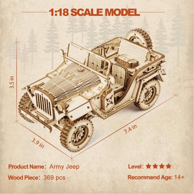 Puzzle 3D in legno Jeep Militare anni '40