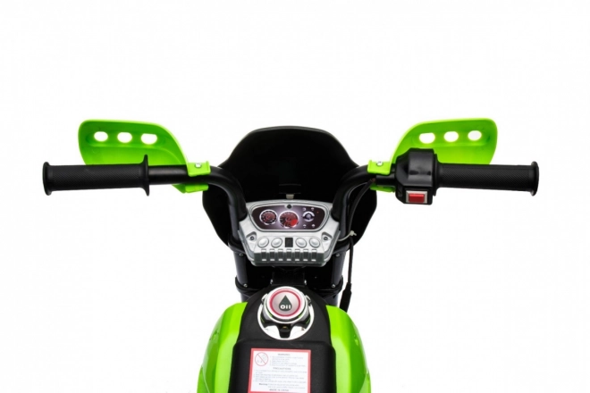 Moto elettrico per bambini verde con luci LED e ruote opzionali