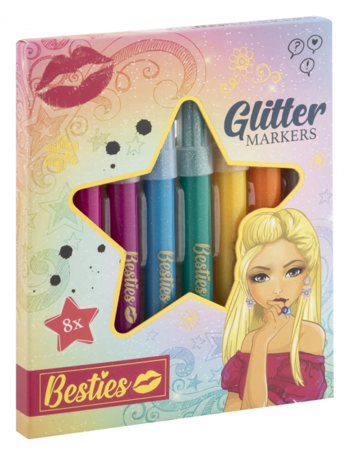 Pennarelli con glitter Besties set di 8 pezzi