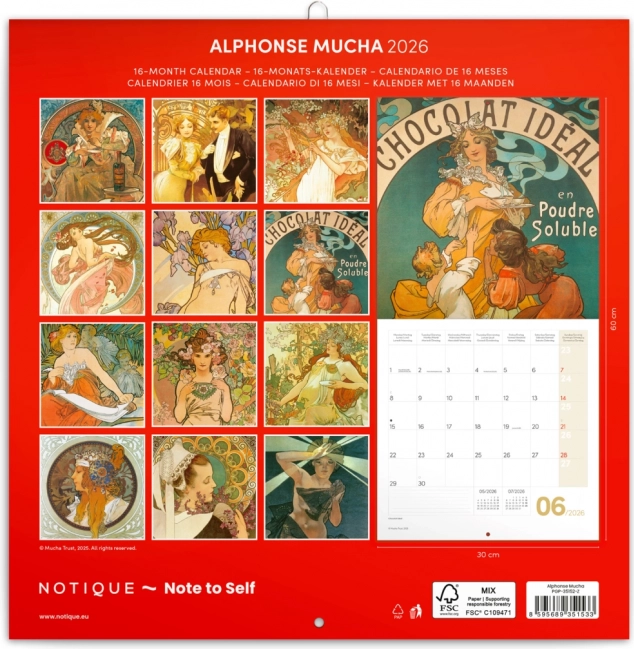 Calendario per appunti Alfons Mucha 2026
