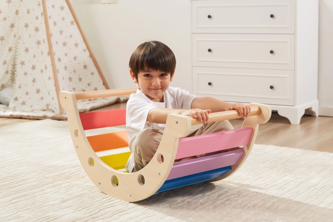 Ponte a dondolo in legno color arcobaleno Montessori di Viga