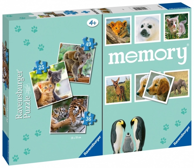 Puzzle 3 in 1 animali memory di Ravensburger