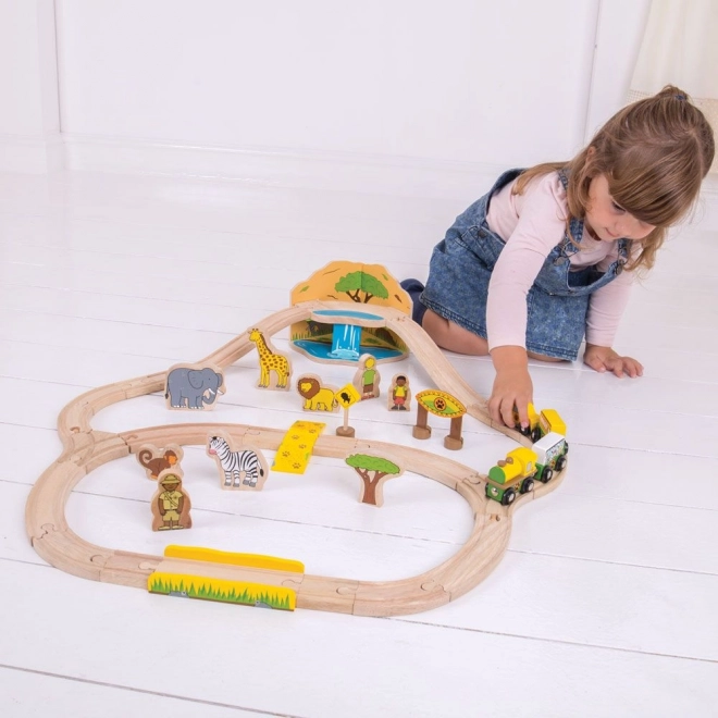 Bigjigs Rail pista di treni in legno Safari