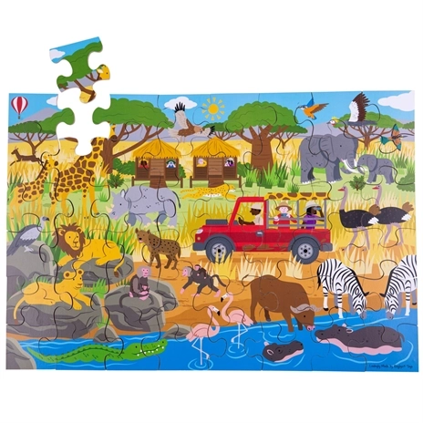 Bigjigs Toys puzzle safari africano a terra 48 pezzi