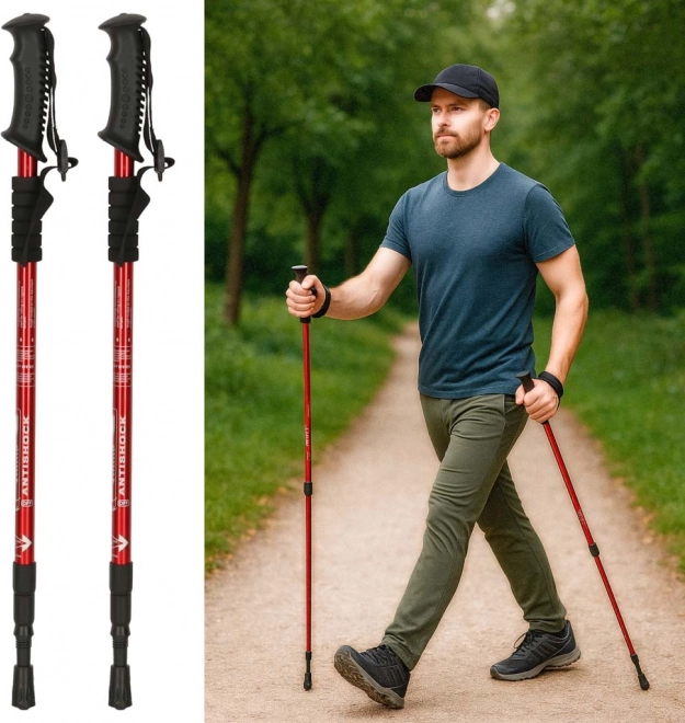 Bastoncini da trekking pieghevoli per Nordic Walking 2 pezzi rossi