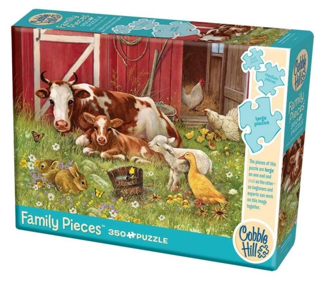 Puzzle Famiglia Stalla Cuccioli Cobble Hill 350 Pezzi