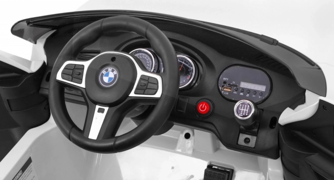 BMW 6 GT Auto bianco a batteria + telecomando + avvio lento + EVA + cinture + LED MP3