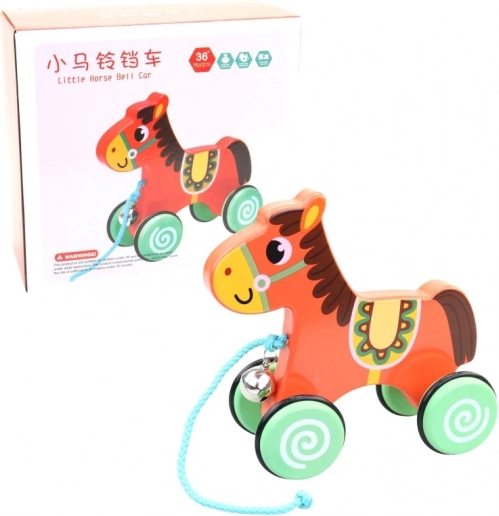 Giocattolo da tirare in legno Cavallo 16 cm