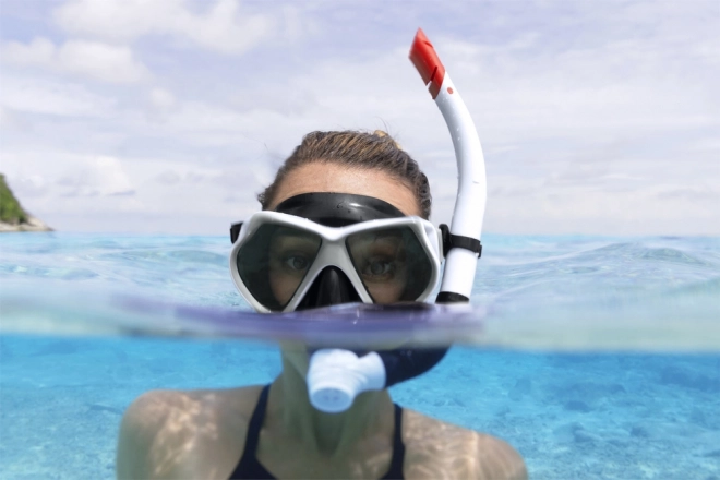 Set per immersioni nero con maschera e snorkel Bestway – Bianco