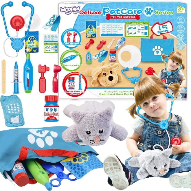 Set veterinario per bambini con gatto e borsa