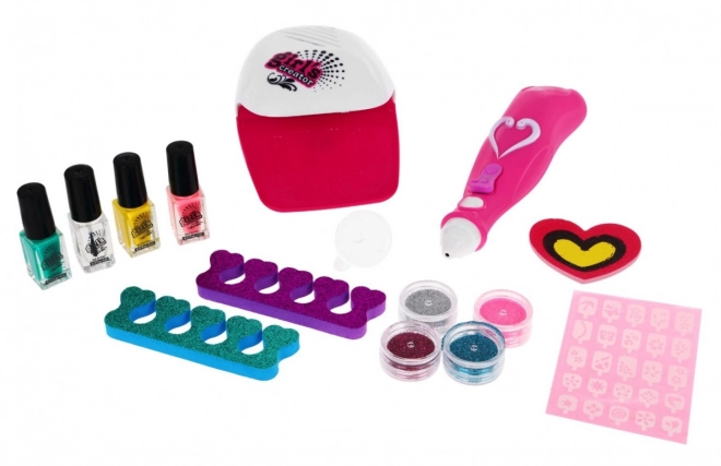 Kit per unghie per bambini 5+ con macchina per glitter e asciugatrice