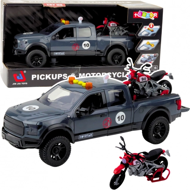 Pick-up con motocicletta con effetti luminosi e sonori