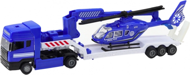 Set di veicoli di soccorso con elicottero della polizia blu