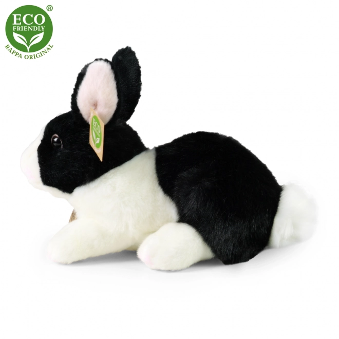 Coniglio peluche bianco e nero sdraiato eco-friendly