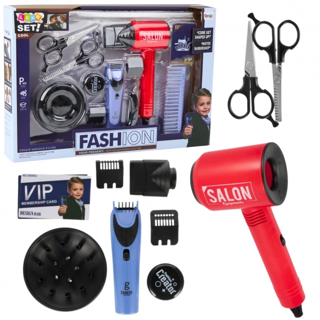 Set da parrucchiere per ragazzi con asciugacapelli e accessori