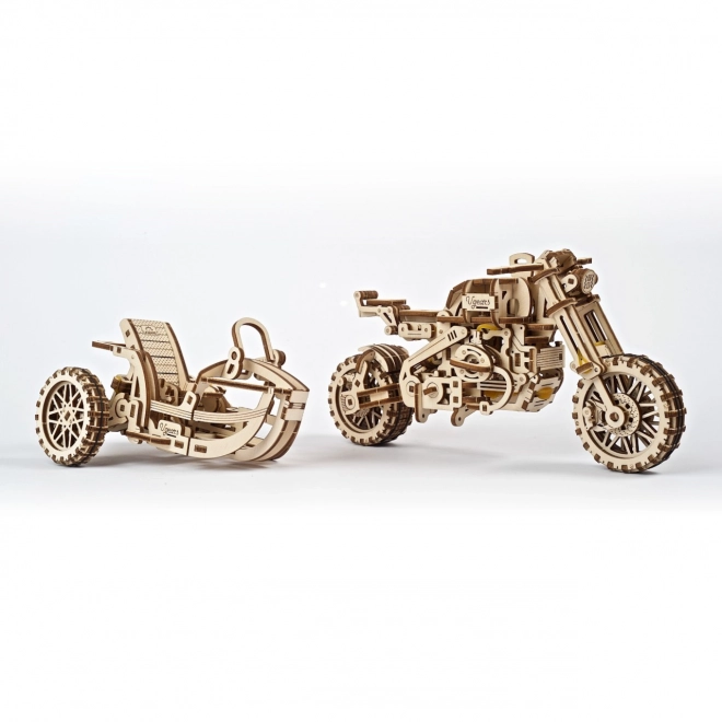 Moto Scrambler con Sidecar Ugears 3D Puzzle Meccanico di Legno