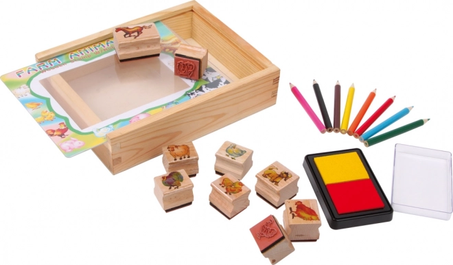 Set di timbri fattoria in legno Small Foot