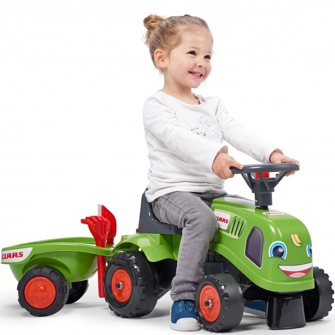 Odrážedlo Baby Claas con rimorchio e attrezzi