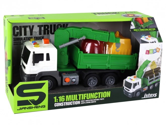 Camion Pompieri Verde con Gru a Frizione 1:16