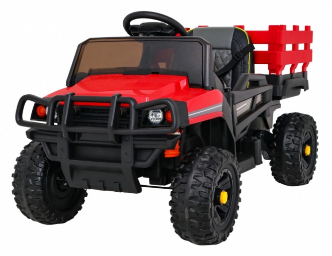 Pick-up agricolo per bambini rosso + telecomando + vagone bagagli + pala + EVA + MP3 LED