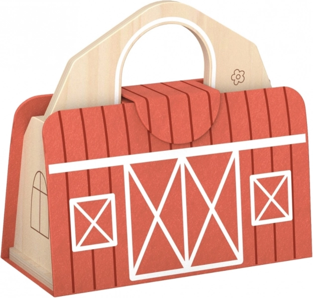 Fattoria impilabile in legno Tooky Toy con figurine di animali