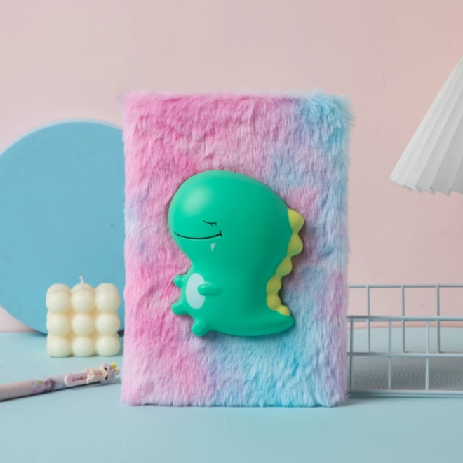 Blocco peluche con dinosauro verde 3D