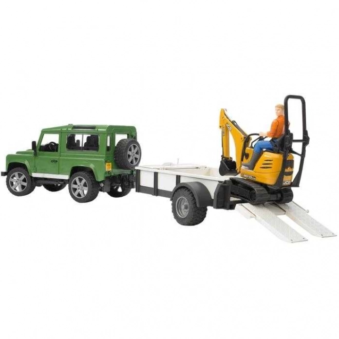 Land Rover con Rimorchio e Mini Escavatore JCB