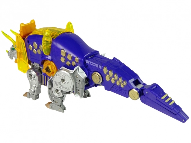 Triceratopo Dinobot Viola 2 in 1 con Pistola a Freccette e Bersaglio