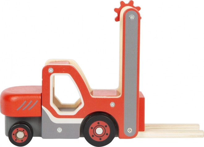 piccolo carrello elevatore in legno con pallet
